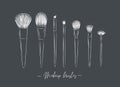 Makeup brushes beauty collection grey