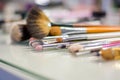 Makeup brushes in color Royalty Free Stock Photo