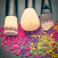 Makeup brushes with colorful eyeshadow