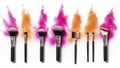 Makeup Brushes with Colorful Powder Explosion Royalty Free Stock Photo