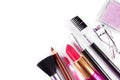 Makeup and brushes cosmetic set Royalty Free Stock Photo