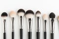Makeup brushes cosmetics beauty tools and accessories kit organized on white background Royalty Free Stock Photo