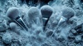 Makeup Brushes Explode Powder Background Royalty Free Stock Photo