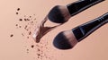 Makeup Foundation Brush and Smear with Powder Particles Royalty Free Stock Photo
