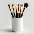 Makeup Brushes Holder Isolated on White Background Photo Royalty Free Stock Photo