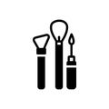 Black solid icon for Makeup Brushes, tool and beauty Royalty Free Stock Photo