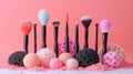 Makeup Brushes Placed on Cake Royalty Free Stock Photo