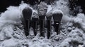 Makeup Brushes Powder Explosion Studio Royalty Free Stock Photo
