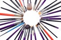 Makeup brushes set for professional on white background. Royalty Free Stock Photo