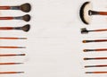 Makeup brushes set for professional on white background Royalty Free Stock Photo