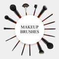 Makeup Brushes Realistic Set Frame Royalty Free Stock Photo