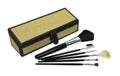 Makeup Brushes and Wicker Box Royalty Free Stock Photo