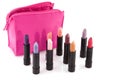 Makeup case with lipsticks