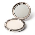 Makeup compact with mirror on white background Royalty Free Stock Photo