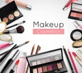 Makeup Cosmetics Accessories Realistic Composition Poster