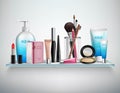 Makeup Cosmetics Accessories Shelf Realistic Image