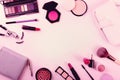makeup cosmetics set. top view Royalty Free Stock Photo