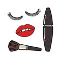 Makeup doodle icon, vector illustration