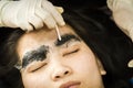 Makeup eyebrow tattooing, pretty asian woman face Royalty Free Stock Photo