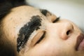 Makeup eyebrow tattooing, pretty asian woman face Royalty Free Stock Photo