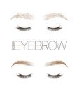 Makeup eyebrows. Set of well-groomed and shaggy eyebrows. Royalty Free Stock Photo