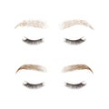 Makeup eyebrows. Set of well-groomed and shaggy eyebrows. Royalty Free Stock Photo