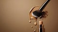 Makeup Foundation Brush with Liquid Foundation Drip on Dark Bokeh Background Royalty Free Stock Photo