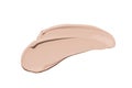 Makeup foundation, beige concealer swatch smudge smear isolated on white background. BB CC cream texture