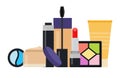 Set of decorative cosmetic products vector icon flat isolated illustration Royalty Free Stock Photo