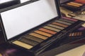 Makeup Kit for professional makeup. Bright Color eye shadow palette, set. Closeup of professional makeup kit Royalty Free Stock Photo