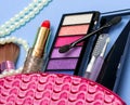 Makeup Kit Shows Eye Makeups And Brush Royalty Free Stock Photo