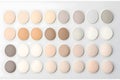 Makeup liquid foundation, beige concealer smears set. Light brown cosmetic make up base cream swatch smudge isolated on