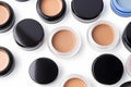 Makeup liquid foundation, beige concealer smears set. Light brown cosmetic make up base cream swatch smudge isolated on