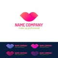 Makeup logo set consisting of lips different color