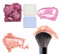 Makeup. Make-up Set.Collage. eyeshadows, foundation isolated on a white background Royalty Free Stock Photo