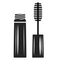 Makeup mascara tube, brush and stain isolated over white background. Cosmetic product design vector illustration Royalty Free Stock Photo