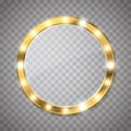 Makeup mirror with gold lights. Vector