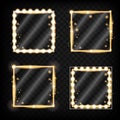 Makeup mirror isolated with gold lights.