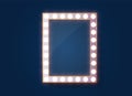 Makeup mirror isolated with gold lights. Vector illustration