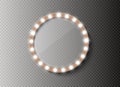 Makeup mirror isolated with gold lights. Vector illustration