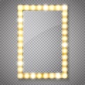 Makeup mirror isolated with gold lights. Vector Royalty Free Stock Photo