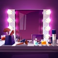 Makeup mirror with lamps vector illustration