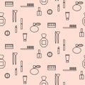 Makeup objects and products seamless pattern.