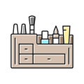 makeup organiser bathroom interior color icon vector illustration