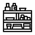 makeup organiser bathroom interior line icon vector illustration