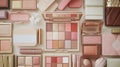Luxury Makeup Collection Eyeshadow Palettes, Blusher, Lipstick, Foundation - Flat Lay Royalty Free Stock Photo