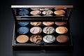 A makeup palette filled with shimmering metallics Royalty Free Stock Photo
