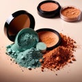 Makeup powder, colorful brown and cream foundation cosmetic for women