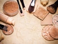 Makeup products to even out skin tone and complexion frame Royalty Free Stock Photo