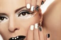 Makeup with rhinestones. Royalty Free Stock Photo